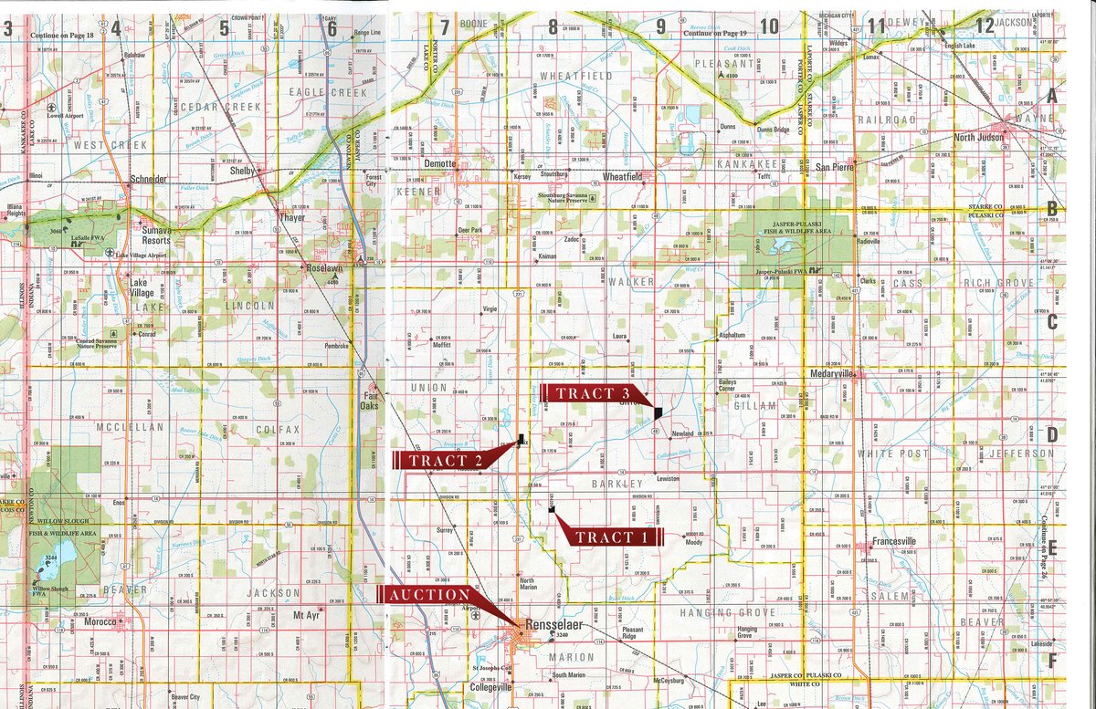 Area map - LAND AUCTION - 181.22+/- ACRE OFFERED IN 3 TRACTS IN JASPER CO., INDIANA